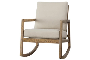 Mid Century Linen Accent Rocking Chair
