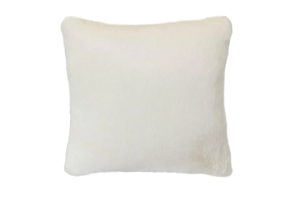 18x18 Accent Pillow-Ivory Plush Faux Fur