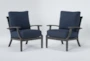 Martinique Navy Outdoor 2 Piece Chat Set - Signature