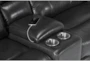 Travis Dark Grey Leather 3 Piece 97" Power Reclining Console Loveseat With Power Headrest & Usb - Detail