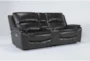 Travis Dark Grey Leather 3 Piece 97" Power Reclining Console Loveseat With Power Headrest & Usb - Side