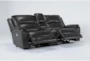 Travis Dark Grey Leather 3 Piece 97" Power Reclining Console Loveseat With Power Headrest & Usb - Recline