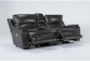 Travis Dark Grey Leather 3 Piece 97" Power Reclining Console Loveseat With Power Headrest & Usb - Recline