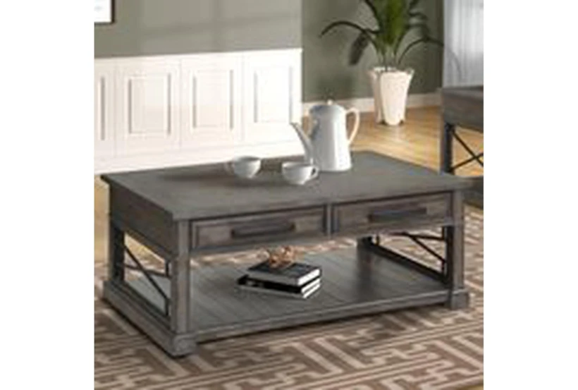 Merlin Grey Rectangle Coffee Table With Storage Drawers - 360
