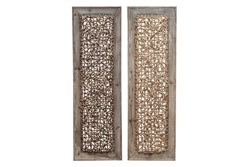 Wood Framed Seagrass Wall Panel-Set Of 2 - 360