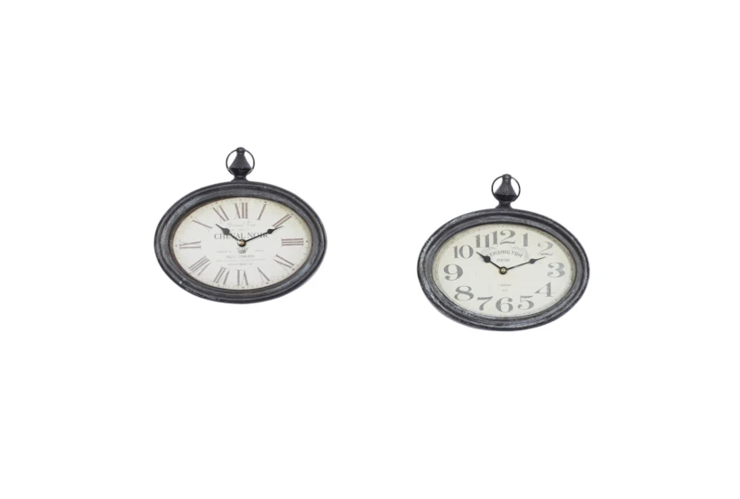 Cream Oval Wall Clock-Set Of 2 - 360