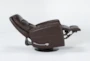 Gannon Leather Brown Swivel Glider Rocker Recliner with Adjustable Headrest - Recline