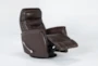 Gannon Leather Brown Swivel Glider Rocker Recliner with Adjustable Headrest - Recline