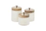 Set Of 3 Aged White Terracotta Canisters - Signature