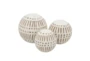 Tan + White Patterned Ceramic Orbs-Set Of 3 - Signature