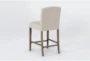 Betty Beige Armless Upholstered Counter Height Stool With Back - Side