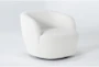 Billie White Boucle 35" Fabric Swivel Barrel Accent Chair - Side