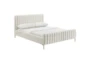 Lisette White King Velvet Upholstered Platform Bed - Side