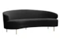 Daphne Black 90" Velvet Fabric Curved Sofa - Side