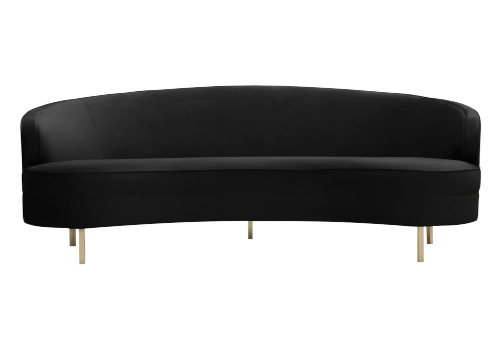 Daphne Black 90" Velvet Fabric Curved Sofa