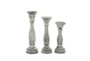 White Pine Wood Candle Holder Set Of 3 - Front