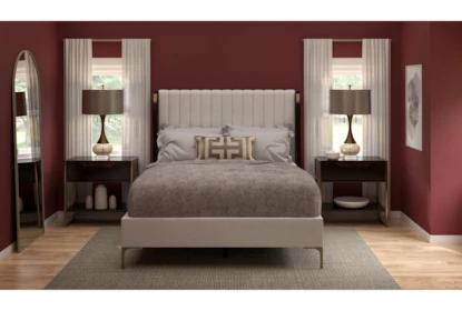 Vegas 7 Pc White Colors,White Queen Bedroom Set With Dresser, Mirror, 3 Pc  Queen Panel Bed, Nightstand