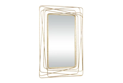 Decorative Metal Wall Mirror Gold Large 31 Inch | Nestasia