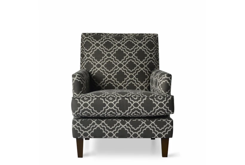 Chandler Granite Grey Fabric Accent Arm Chair with Nailhead Trim - 360