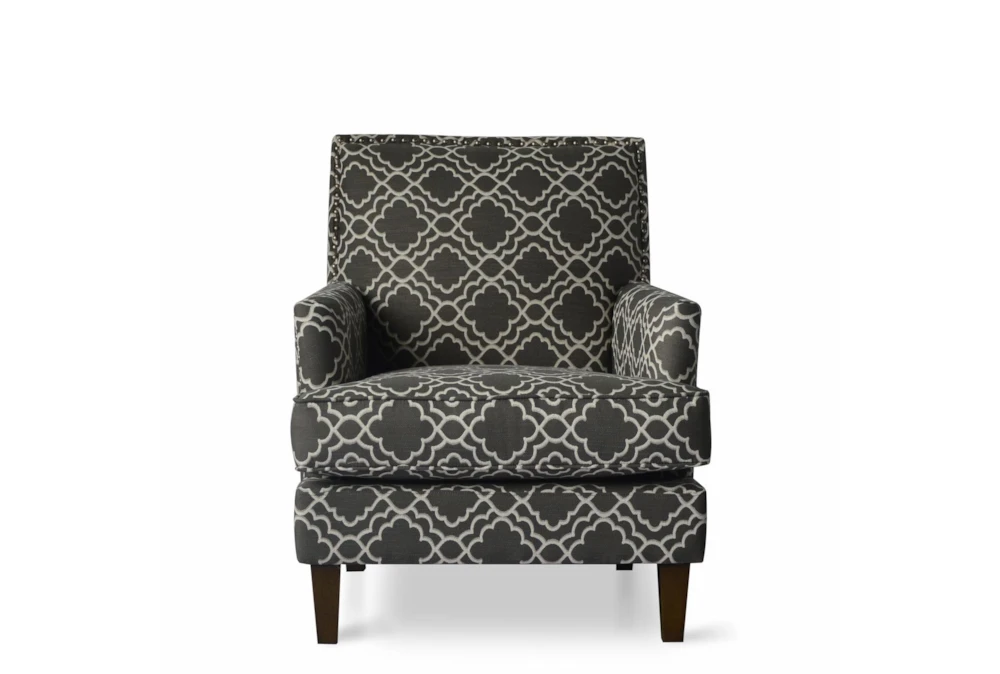 Chandler Granite Grey Fabric Accent Arm Chair with Nailhead Trim