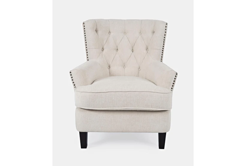 Campbell Cream White Fabric Wingback Arm Chair - 360
