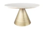 Pacha White Marble Top + Gold Base Round Coffee Table - Front