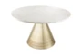 Pacha White Marble Top + Gold Base Round Coffee Table - Signature