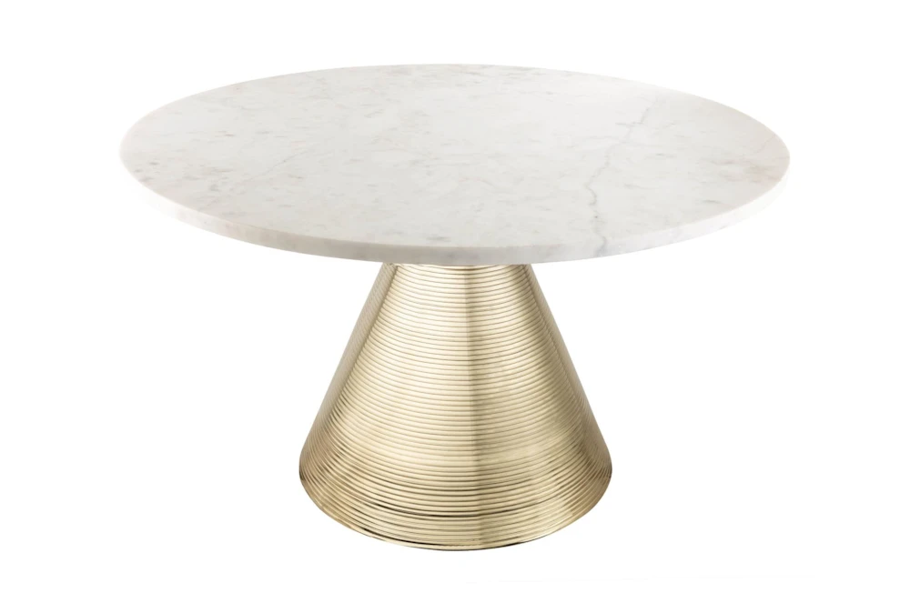 Pacha White Marble Top + Gold Base Round Coffee Table