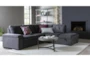 Flinn Grey Fabric 103" 2 Piece Convertible Futon Sleeper L-Shaped Sectional with Right Arm Facing Storage Chaise - Room