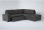 Flinn Grey Fabric 103" 2 Piece Convertible Futon Sleeper L-Shaped Sectional with Right Arm Facing Storage Chaise - Side
