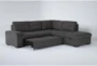 Flinn Grey Fabric 103" 2 Piece Convertible Futon Sleeper L-Shaped Sectional with Right Arm Facing Storage Chaise - Side