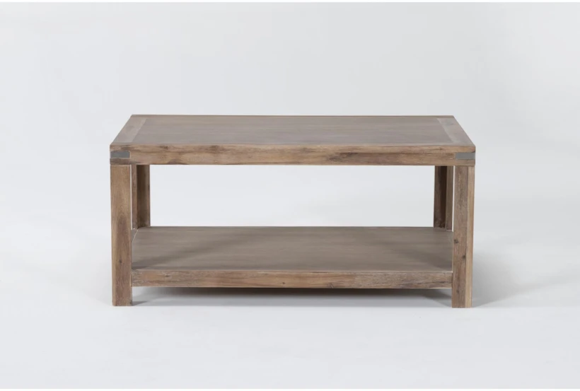 Sandburst Natural Rectangle Coffee Table With Storage Shelf - 360