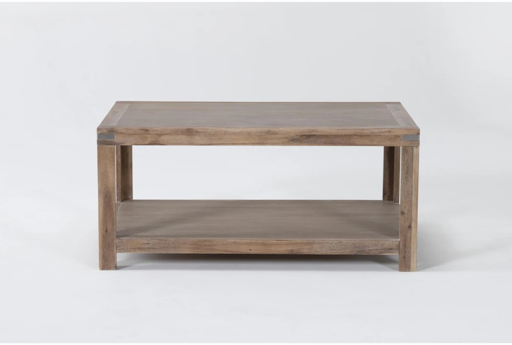 Sandburst Natural Rectangle Coffee Table With Storage Shelf