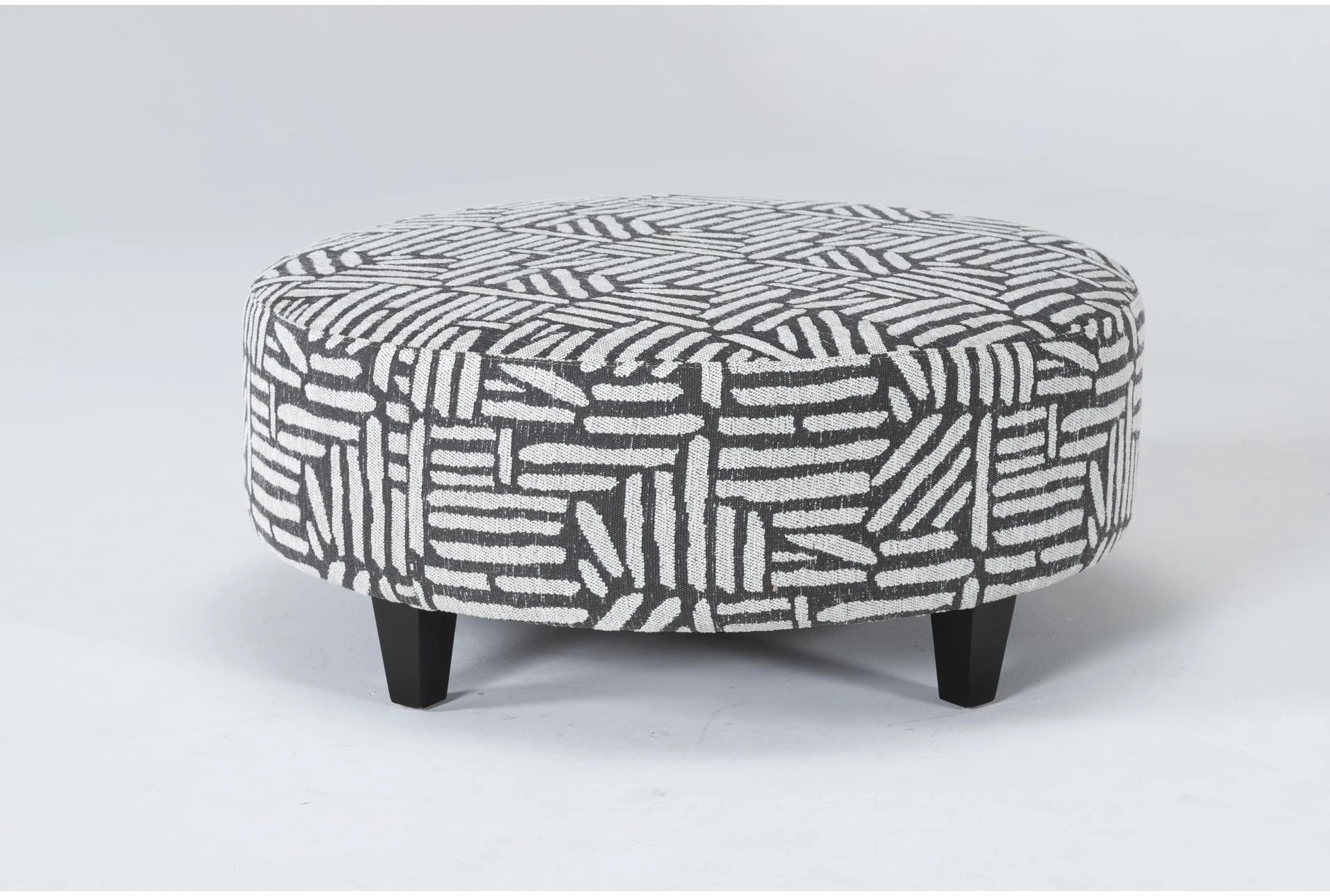 Perch II 40" Fabric Charcoal Large Round Ottoman | Living Spaces