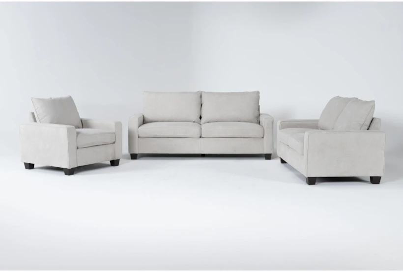Reid Buff Beige Fabric 3 Piece Living Room Set - 360