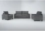 Reid Grey Fabric 3 Piece Living Room Set - Signature