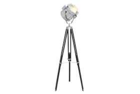 71" Black Wood Spotlight Floor Lamp