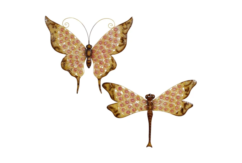 23 Inch Iron Butterfly Wall Decor Set Of 2 - 360