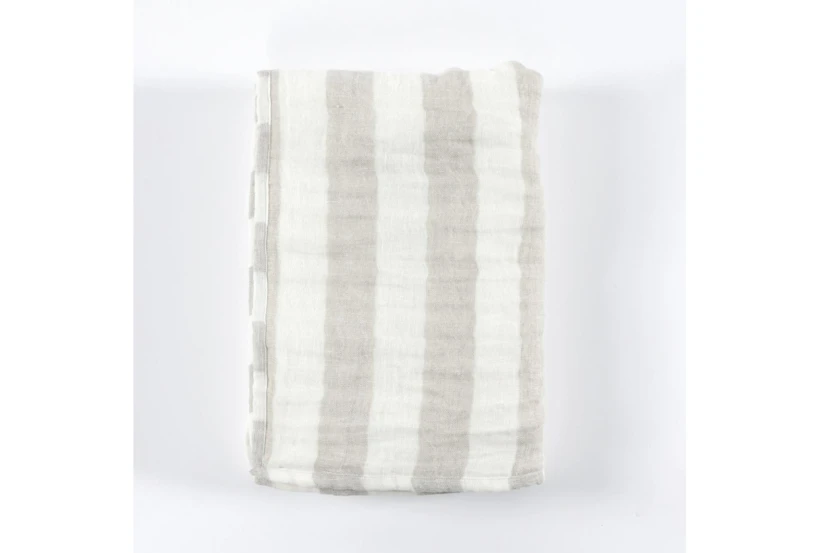50X70 Ivory + Natural Atwater Stripe + White Sherpa Reversible Throw Blanket - 360