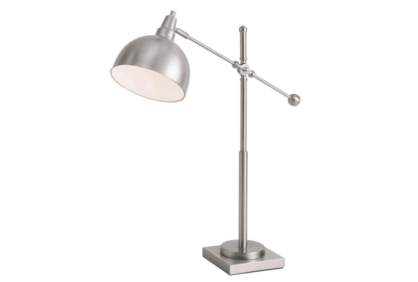 30 Inch Silver Nickel Metal Dome Adjustable Arm Desk Task Lamp - 360