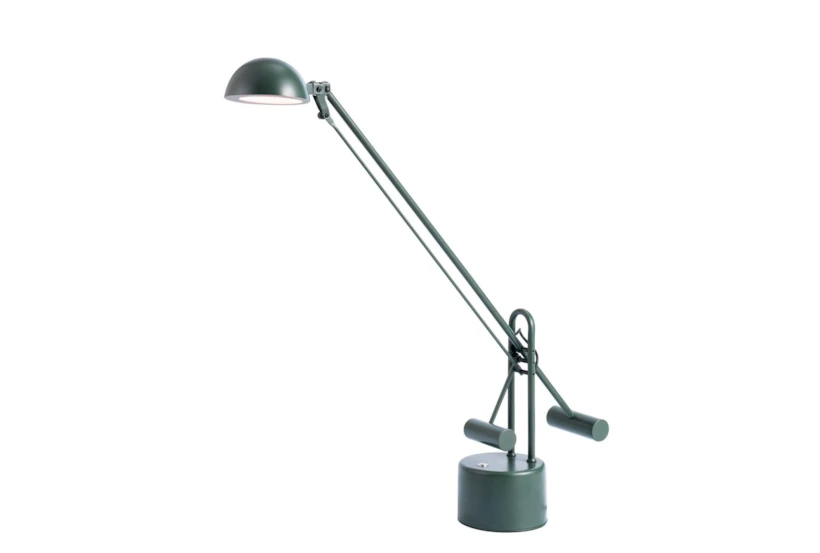 28 Inch Deep Green Metal Cantilever Led Desk Task Lamp With Memory Dimmer - 360
