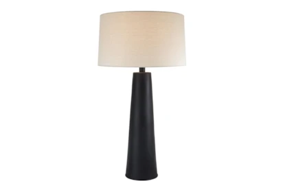 36 Inch Matte Black Modern Tapered Cylinder Table Lamp With Drum Shade |  Living Spaces