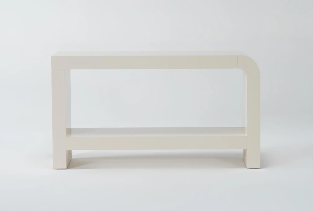 Horseshoe Modern Ivory Lacquered Linen Console Table 36'' + Reviews