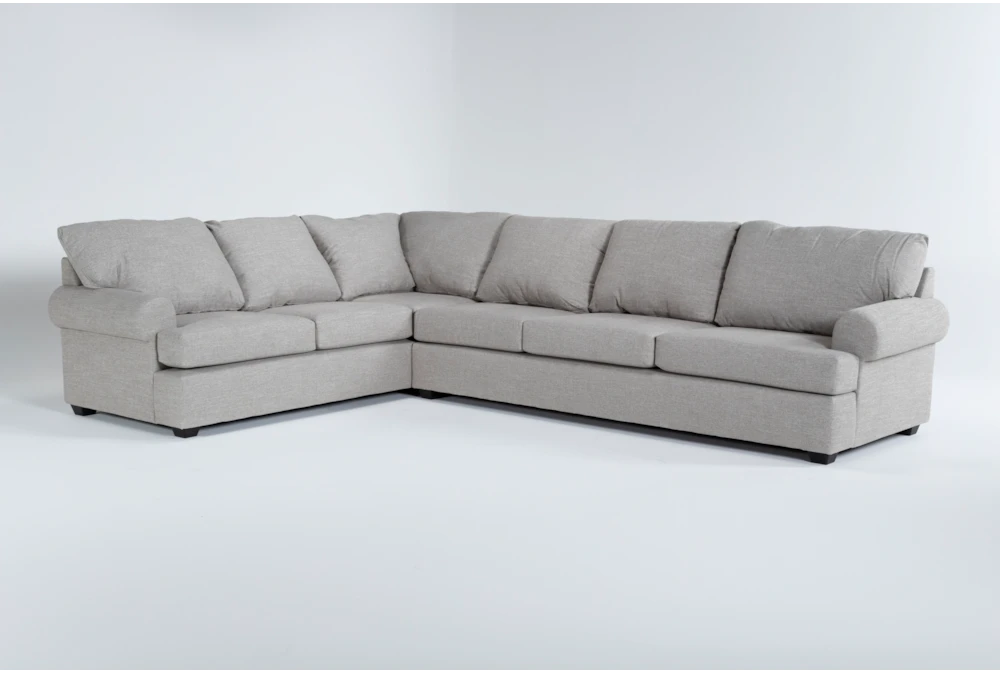 Hampstead Dove Grey Fabric 139" 2 Piece L-Shaped Sectional with Right Arm Facing Sofa