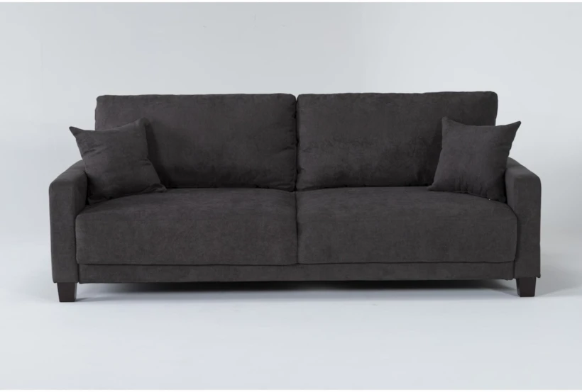 Pascal II Granite Grey Fabric 91" Queen Convertible Futon Sleeper Sofa Bed - 360