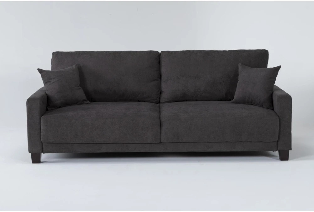 Pascal II Granite Grey Fabric 91" Queen Convertible Futon Sleeper Sofa Bed