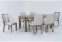 Luis Natural Rectangular Wood 72-90" Extendable Dining Table With 4 Upholstered + 2 Wood Back Chair Set For 6 - Side