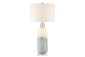 31.5 Inch Glass Body/White Fabric Shade Table Lamp