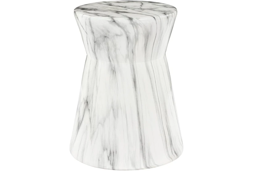 Outdoor Grey and White Marbled Garden Stool - 360