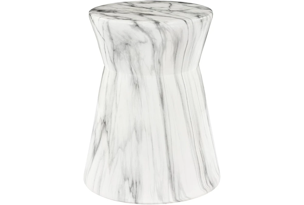 Outdoor Grey and White Marbled Garden Stool